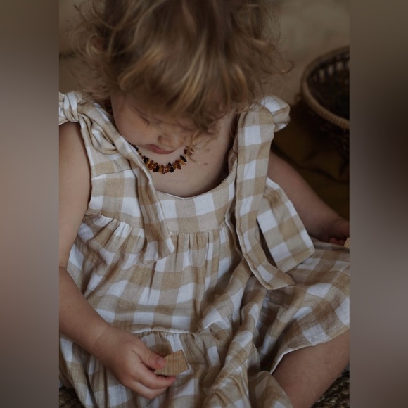 Girls Gingham Smocked Ruffle Dress - Picture 3 of 4